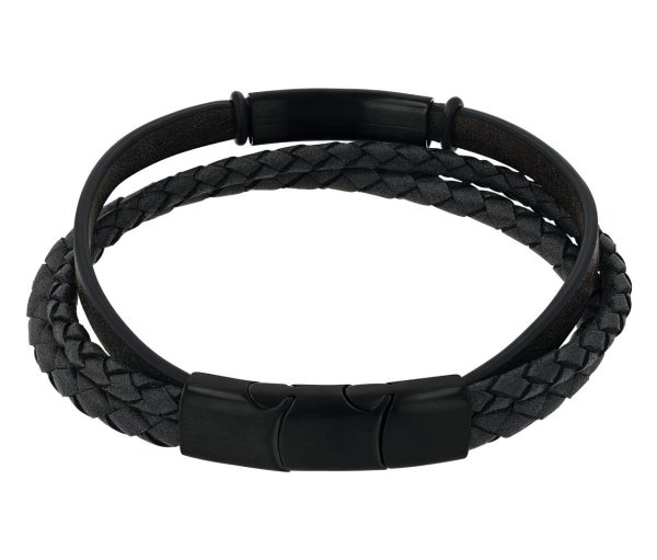 Tchibo - Edelstahl Armschmuck »Leder« für Herren - schwarz