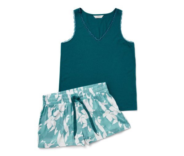 Tchibo - Shorty-Pyjama-Set - Damen - Gr. 38 - petrol