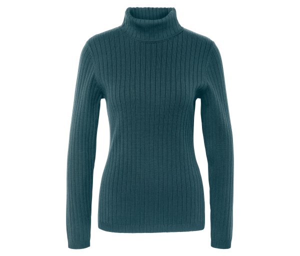Tchibo - Gerippter Rollkragenpullover - Damen - Gr. XL - petrol