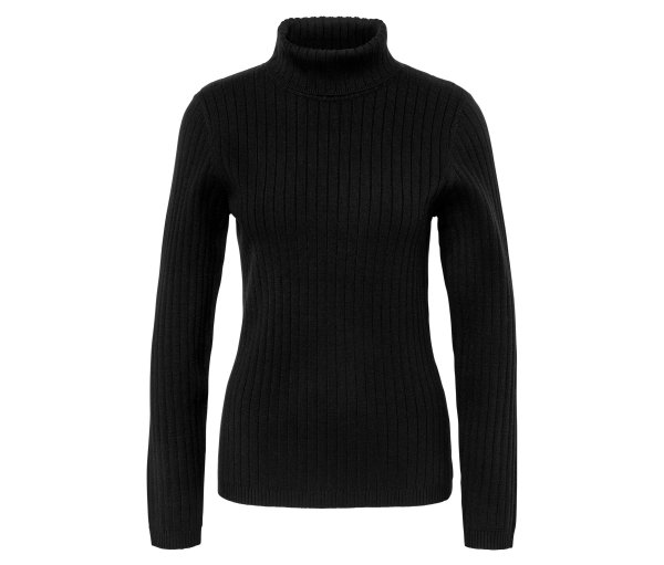 Tchibo - Gerippter Rollkragenpullover - Damen - Gr. L - schwarz
