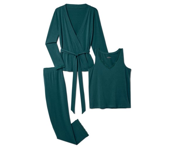 Tchibo - 3-teiliges Pyjama-Set - Damen - Gr. M - petrol