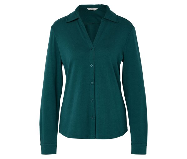 Tchibo - Blusenshirt mit Knopfleiste - Damen - Gr. L - petrol