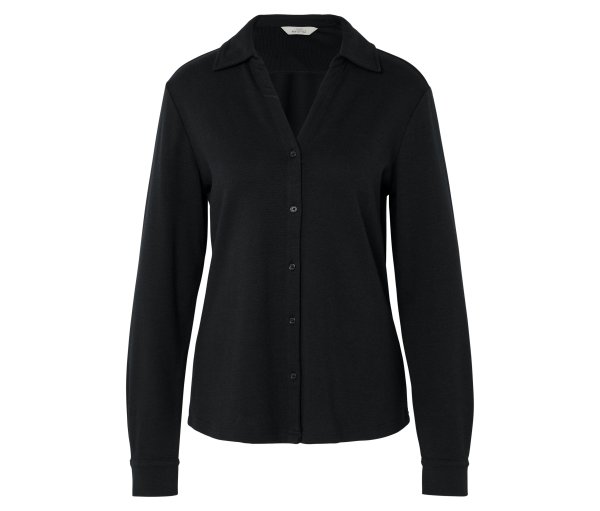 Tchibo - Blusenshirt mit Knopfleiste - Damen - Gr. M - schwarz