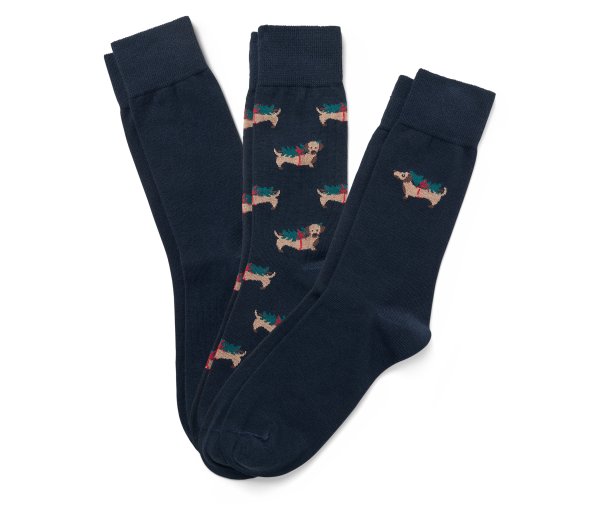 Tchibo - 3 Paar Socken - Herren - Gr. 44-46 - dunkelblau/print