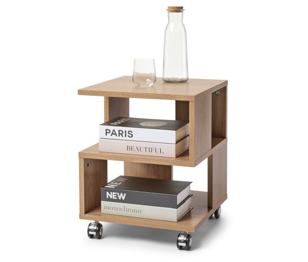 Tchibo - Couchtisch in Holzoptik auf Rollen - 40x40x50cm - hellbraun - Holz / Kunststoff