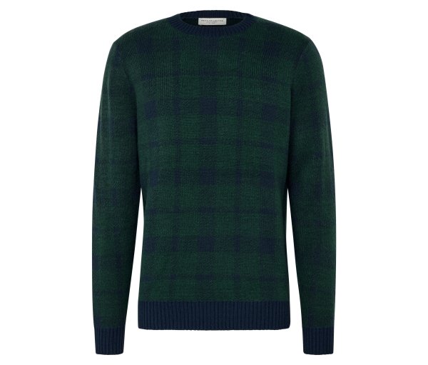 Tchibo - Strickpullover - Herren - Gr. S - grün/kariert