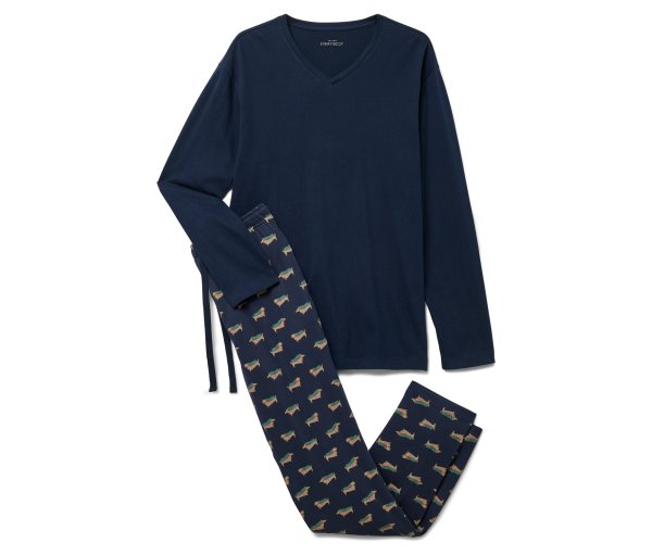 Tchibo - Pyjama-Set - Herren - Gr. S - dunkelblau/print
