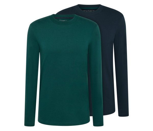 Tchibo - 2 Langarm-Shirts - Herren - Gr. XL - grün