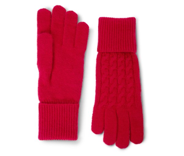 Tchibo - Strickhandschuhe mit Zopfmuster - rot