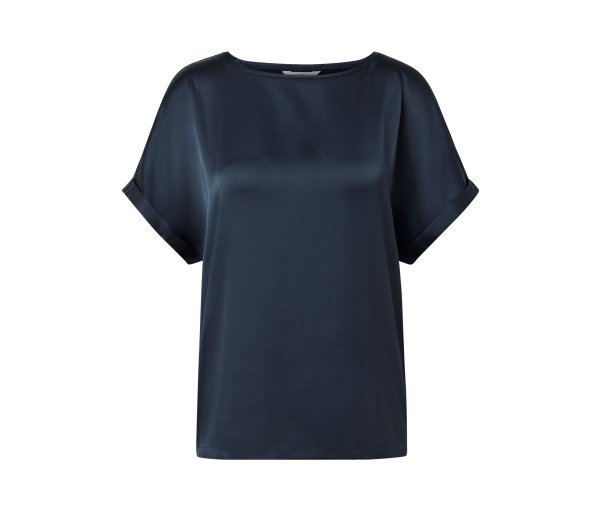Tchibo - Blusenshirt im Materialmix - Damen - Gr. L - dunkelblau