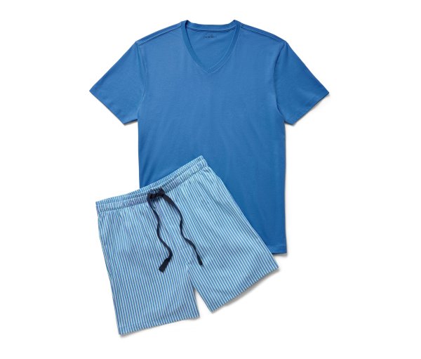 Tchibo - Shorty-Pyjama-Set - Herren - Gr. S - türkis/gestreift