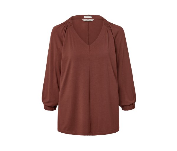 Tchibo - Shirt mit Raffung - Damen - Gr. S - terrakotta