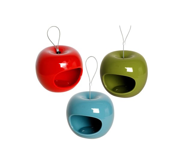 Tchibo - 3 Keramik-Futterspender in Apfelform - blau