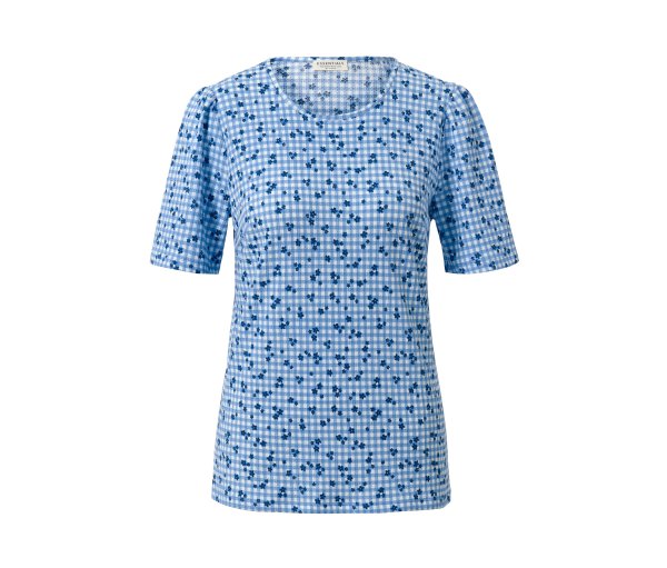 Tchibo - Blusenshirt mit Alloverprint - Damen - Gr. 38 - blau/kariert