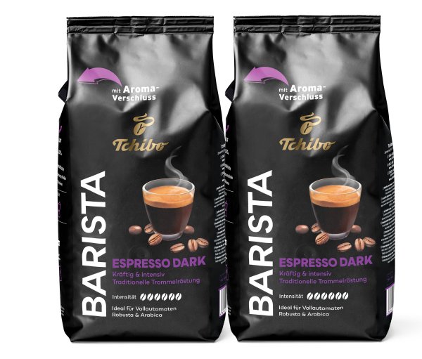 Tchibo - Barista Espresso Dark - 2 x 1 kg Ganze Bohne - Intensität: 6/6