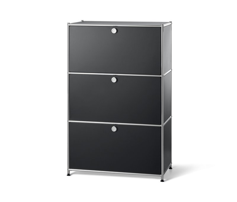 Tchibo - Regal Metall »Cn3« mit 3 Klappenfächern - 77x40x120,5cm - schwarz - Stahl / Aluminium / Kunststoff