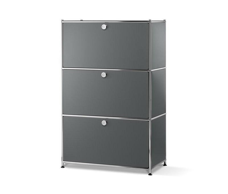 Tchibo - Regal Metall »Cn3« mit 3 Klappenfächern - 77x40x120,5cm - chrom - Stahl / Aluminium / Kunststoff