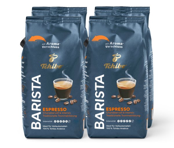 Tchibo - Barista Espresso - 4 x 1 kg Ganze Bohne - Intensität: 5/6