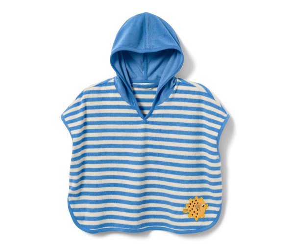 Tchibo - Kinder-Frottierponcho - Gr. 122/128 - weiß/gestreift