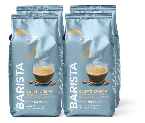 Tchibo - Barista Caffè Crema - 4 x 1 kg Ganze Bohne - Intensität: 3/6
