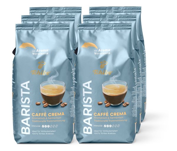 Tchibo - Barista Caffè Crema - 6 x 1 kg Ganze Bohne - Intensität: 3/6