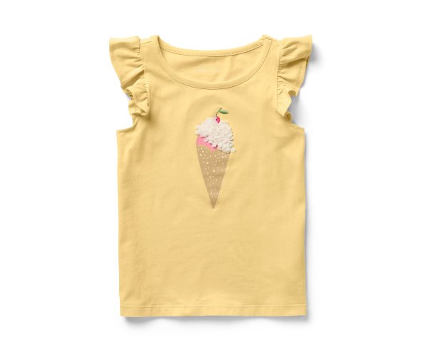 Tchibo - Kinder-Shirt mit Volantärmeln - Mädchen - Gr. 122/128 - gelb