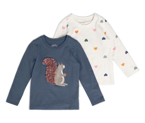 Tchibo - 2 Kinder Langarmshirts - Mädchen - Gr. 110/116 - dunkelblau