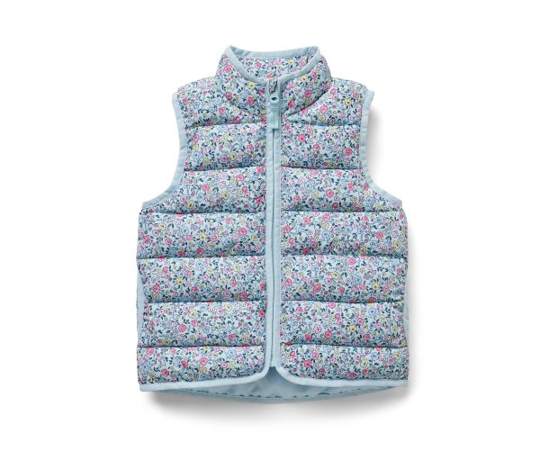 Tchibo - Kinder-Steppweste - Mädchen - Gr. 98/104 - hellblau/geblümt