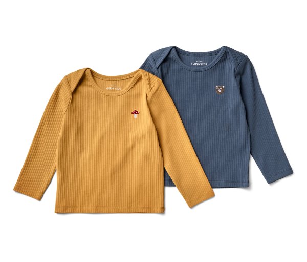 Tchibo - 2 Baby-Langarmshirts mit Rippstruktur - Newborn - Gr. 50/56 - dunkelblau