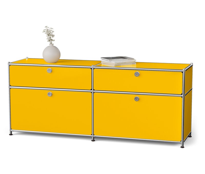 Tchibo - Sideboard Metall »Cn3« mit 2 Klappenfächern und 2 Schubladen - 152x40x64,5cm - chrom - Stahl / Aluminium / Kunststoff