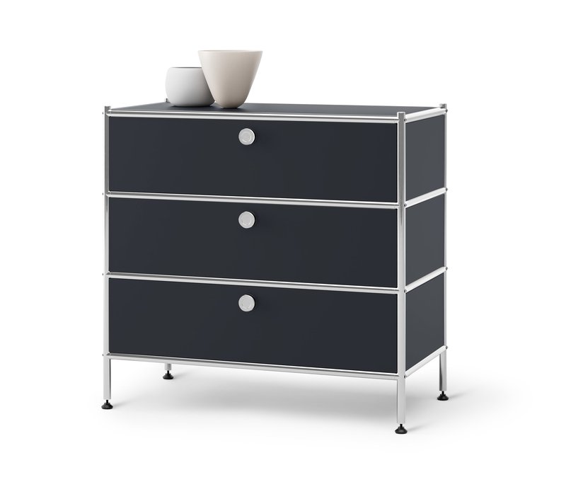 Tchibo - Kommode Metall »Cn3« mit 3 Schubladen - 77x40x73,5cm - schwarz - Stahl / Aluminium / Kunststoff