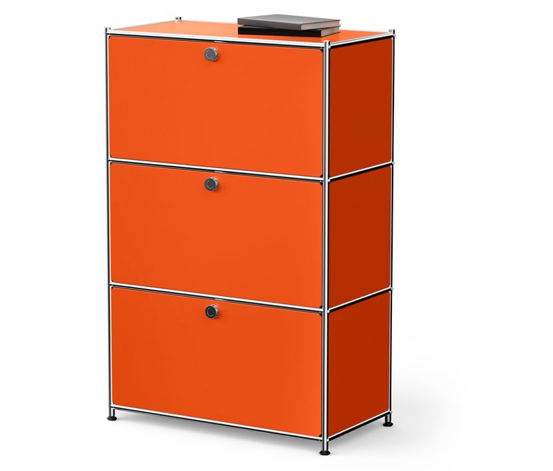 Tchibo - Kommode Metall »Cn3« mit 3 Klappenfächern - 77x40x120,5cm - orange - Stahl / Aluminium / Kunststoff