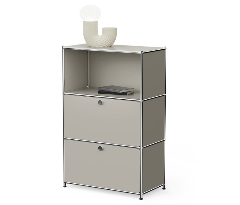 Tchibo - Kommode Metall »Cn3« mit 2 Klappenfächern - 77x40x120,5cm - hellgrau - Stahl / Aluminium / Kunststoff