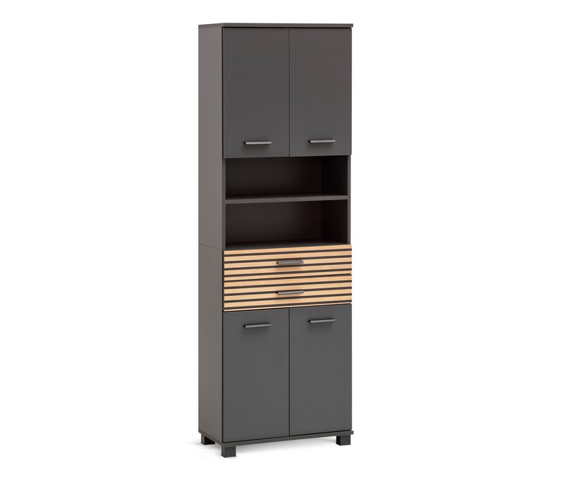 Tchibo - Hochschrank »Katta« - 60x32,5x181cm - anthrazit - Holz / Metall / Kunststoff