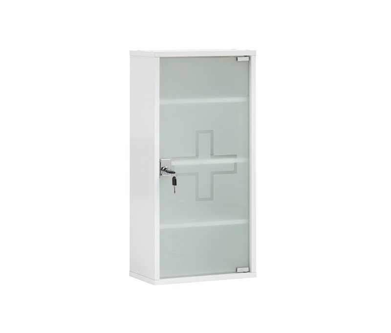 Tchibo - Medikamentenschrank - 34,5x19,5x71,5cm - weiß - Holz / Glas / Metall