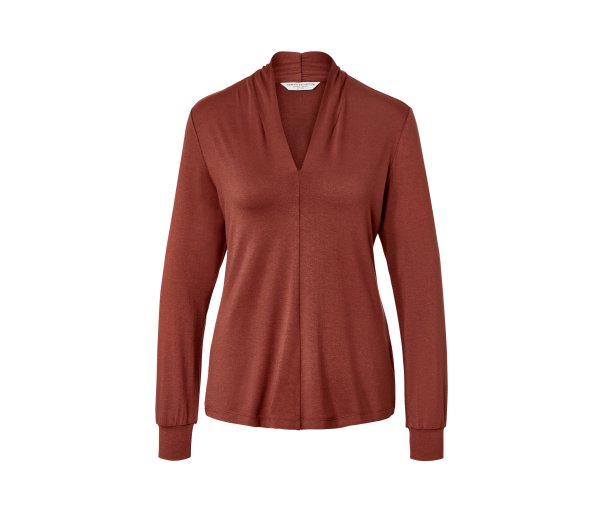 Tchibo - Blusenshirt mit V-Ausschnitt - Damen - Gr. S - braun