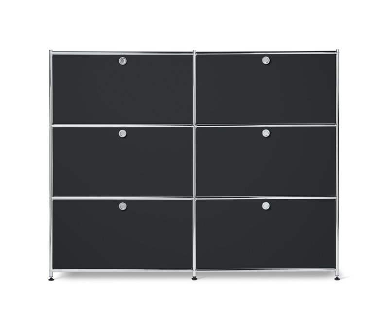 Tchibo - Kommode Metall »Cn3« mit 6 Klappenfächern - 152x40x120,5cm - schwarz - Stahl / Aluminium / Kunststoff