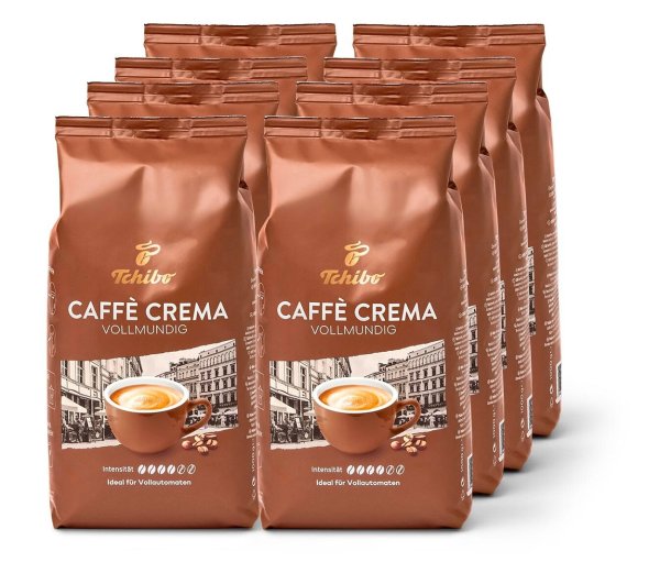Tchibo - Caffè Crema Vollmundig - 8 x 1 kg Ganze Bohne - Intensität: 4/6