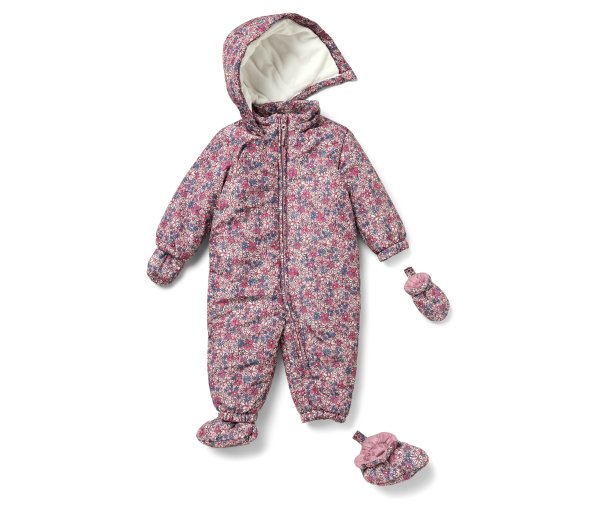 Tchibo - Baby-Winteroverall - Newborn - Gr. 50/56 - weiß/geblümt