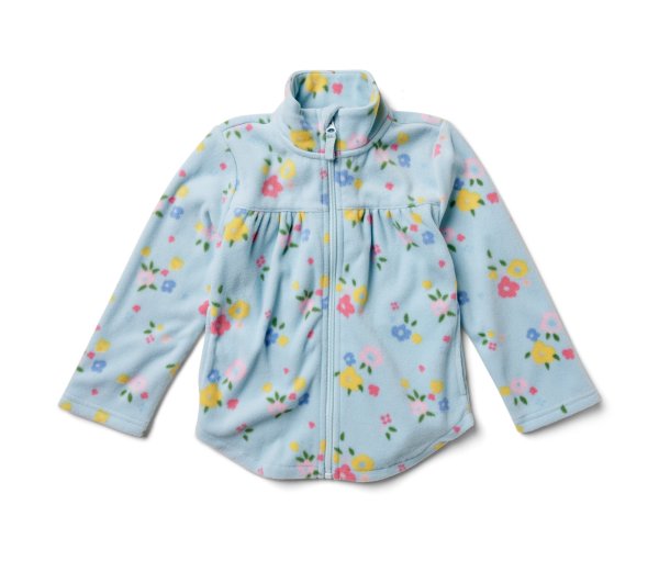 Tchibo - Kinder-Fleecejacke - Mädchen - Gr. 122/128 - hellblau/geblümt