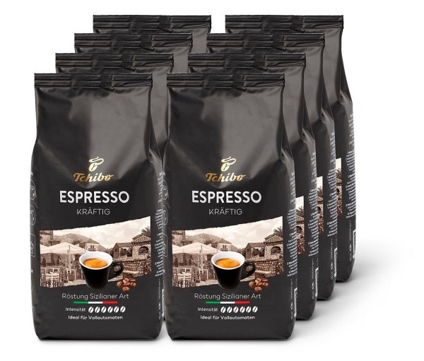 Tchibo - Espresso Kräftig - 8 x 1 kg Ganze Bohne - Intensität: 6/6