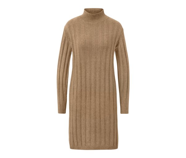 Tchibo - Geripptes Strickkleid mit Stehkragen - Damen - Gr. M - braun