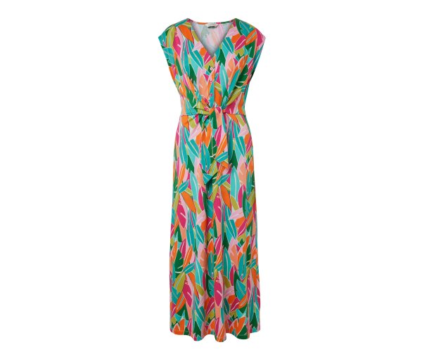 Tchibo - Jerseykleid mit Knoten - Damen - Gr. XL - mehrfarbig/geblümt
