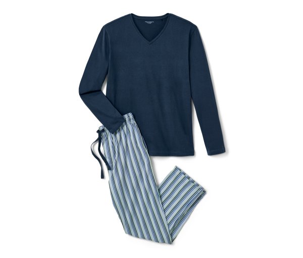 Tchibo - Pyjama - Herren - Gr. XL - dunkelblau/gestreift