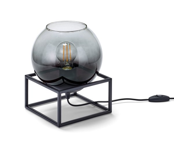 Tchibo - Tischleuchte mit Rauchglas-Schirm - 18x18x10cm - schwarz - Glas / Metall