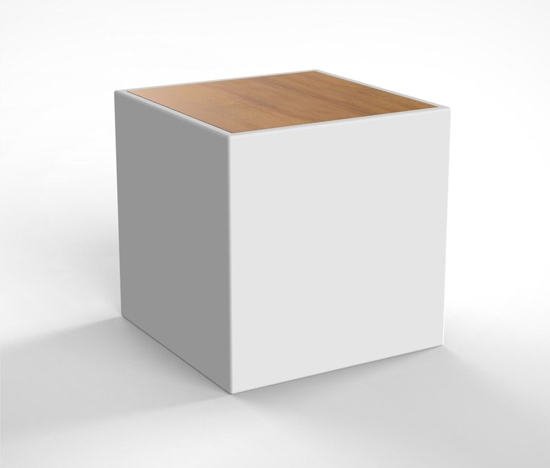 Tchibo - New Garden Outdoor-LED-Tisch »Bora Wood« - 42,5x42,5x42,5cm - weiß - Polyethylen / Holz