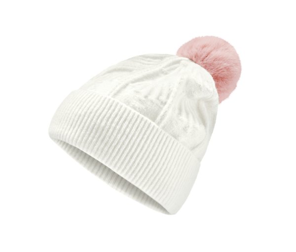 Tchibo - Strickmütze mit Bommel - creme