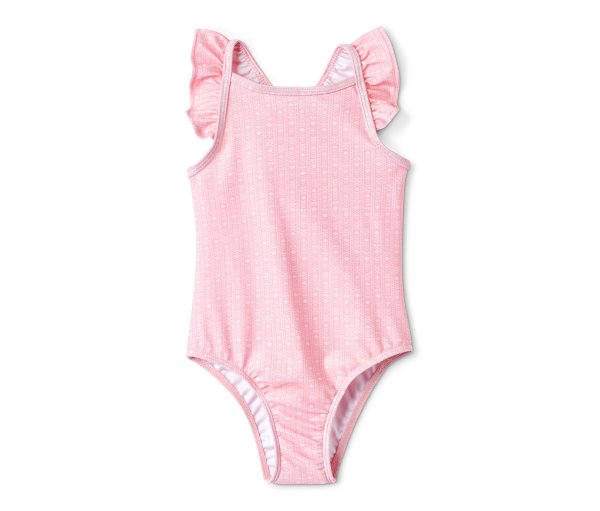 Tchibo - Badeanzug mit recyceltem Material - Mädchen - Gr. 122/128 - rosa/print