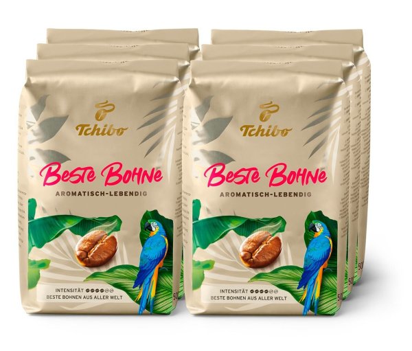 Tchibo - Beste Bohne - 6 x 500 g Ganze Bohne - Intensität: 4/6