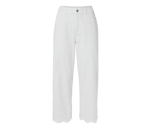 Tchibo - Jeans mit Lochstickerei - Damen - Gr. 44 - weiß
